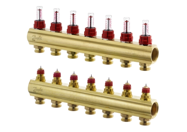 Коллекторр Danfoss 7+7 с расходомерами FHF (088U0527)