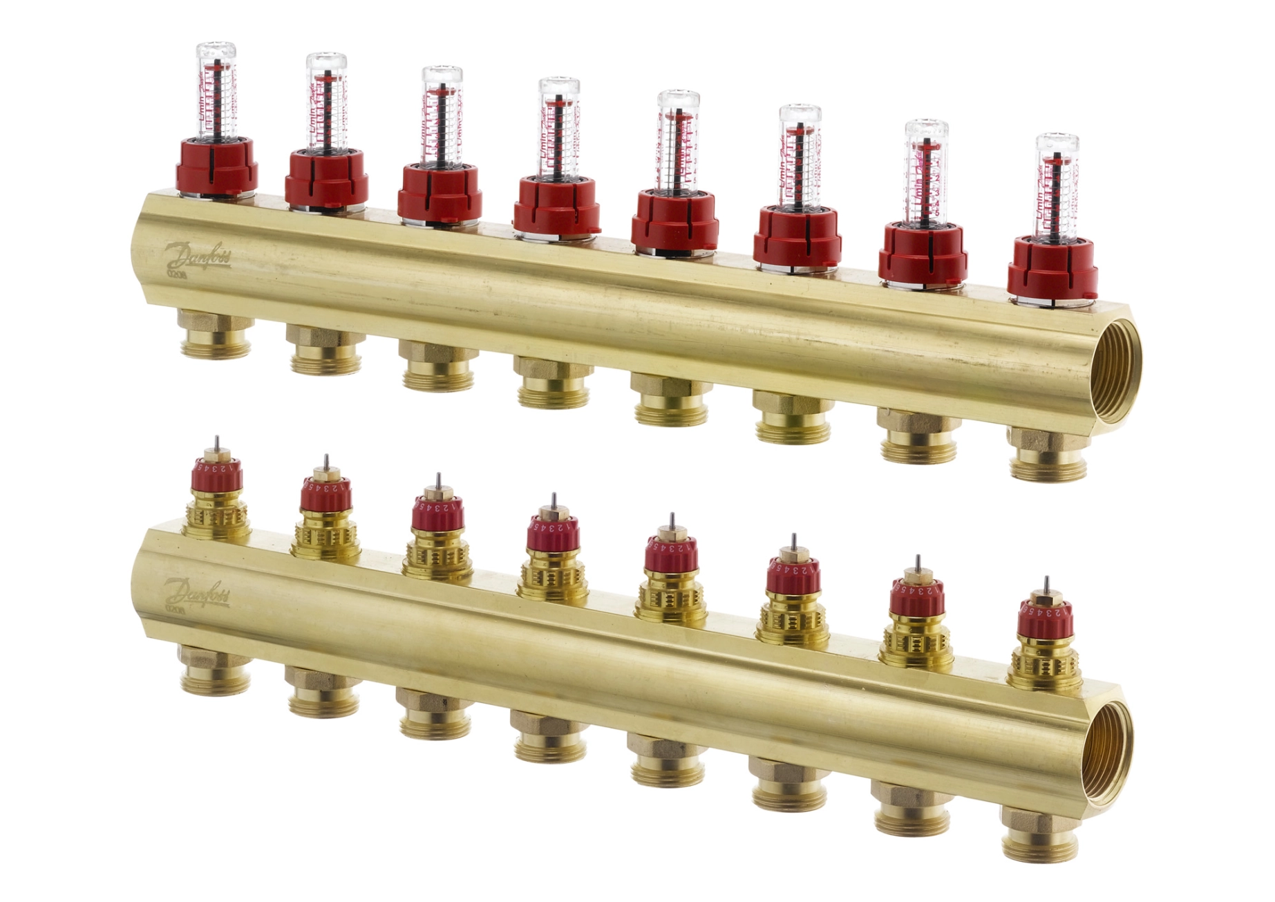 Колекторр Danfoss 8+8 з витратомірами FHF (088U0528) 