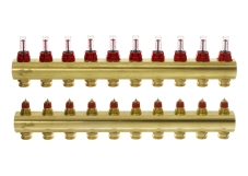Колекторр Danfoss 10+10 з витратомірами FHF (088U0530)  Фото - 1