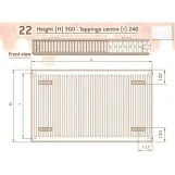 Радіатор сталевий  Compact Panel 22  TEK  300 x 1200 мм  1518 Ват  бокове підключення  DeLonghi Фото - 1