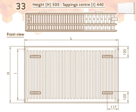 Радіатор сталевий  Compact Panel 33  TEK  500 x 1800 мм  4883 Ват  бокове підключення  DeLonghi Фото - 1
