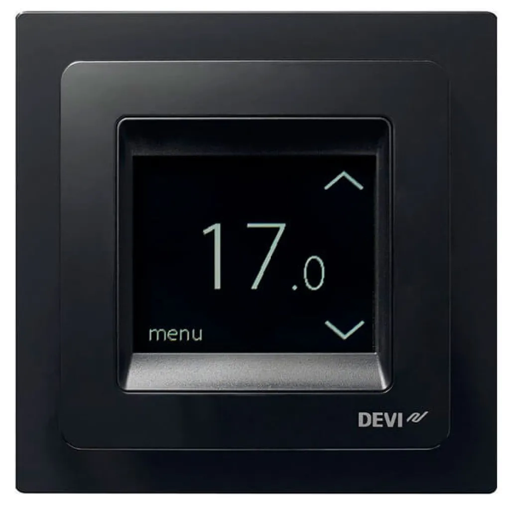 Терморегулятор электронный DEVIregТМ Touch Black Вт, сенсорный, интеллектуальный таймер, черный (140F1069)