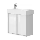 Тумба с раковиной и сифоном Devit Quadra, 55 см, белая глянцевая (083085W)
