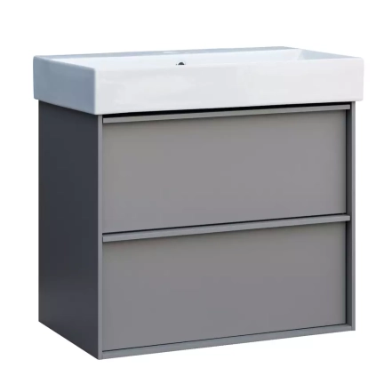 Тумба з раковиною та сифоном Devit Quadra, 60 см, сіра матова (083060G)