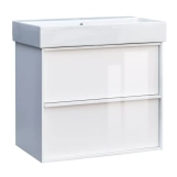 Тумба з раковиною та сифоном Devit Quadra, 60 см, біла глянцева (083060W)