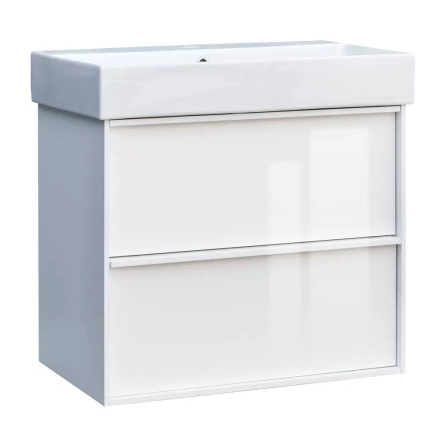 Тумба з раковиною та сифоном Devit Quadra, 60 см, біла глянцева (083060W)