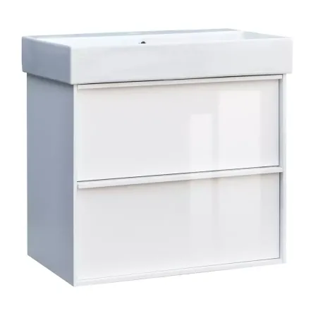 Тумба з раковиною та сифоном Devit Quadra, 60 см, біла глянцева (083060W)