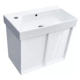Тумба з раковиною та сифоном Devit Quadra, 65 см, біла глянцева (083065W) Фото - 2