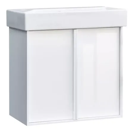 Тумба з раковиною та сифоном Devit Quadra, 65 см, біла глянцева (083065W)
