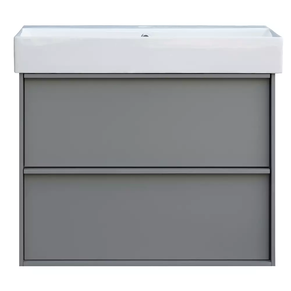 Тумба с раковиной и сифоном Devit Quadra, 70 см, серая матовая (083070G) Фото - 1