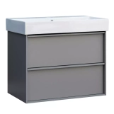 Тумба с раковиной и сифоном Devit Quadra, 70 см, серая матовая (083070G)