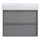 Тумба с раковиной и сифоном Devit Quadra, 70 см, серая матовая (083070G) Фото - 1
