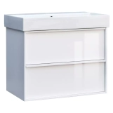 Тумба з раковиною та сифоном Devit Quadra, 70 см, біла глянцева (083070W)