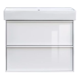Тумба з раковиною та сифоном Devit Quadra, 70 см, біла глянцева (083070W) Фото - 1
