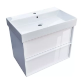 Тумба з раковиною та сифоном Devit Quadra, 70 см, біла глянцева (083070W) Фото - 2
