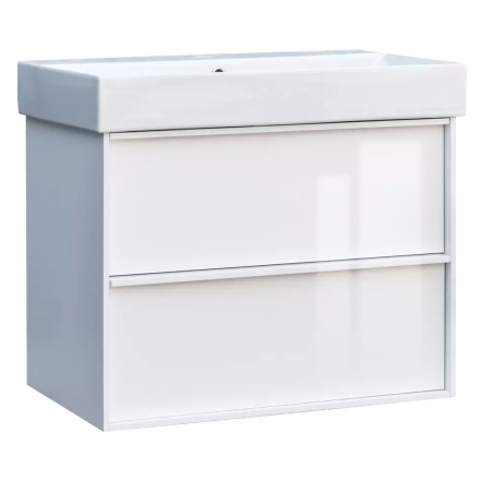 Тумба з раковиною та сифоном Devit Quadra, 70 см, біла глянцева (083070W)