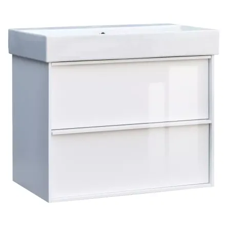 Тумба з раковиною та сифоном Devit Quadra, 70 см, біла глянцева (083070W)