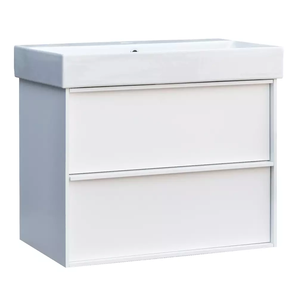 Тумба з раковиною та сифоном Devit Quadra, 70 см, біла матова (083070WB)