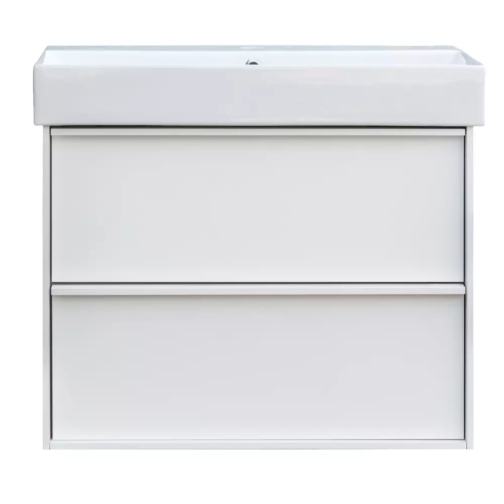 Тумба з раковиною та сифоном Devit Quadra, 70 см, біла матова (083070WB) Фото - 1