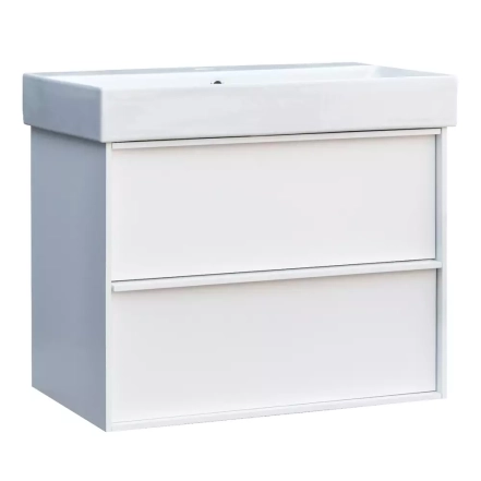Тумба з раковиною та сифоном Devit Quadra, 70 см, біла матова (083070WB)