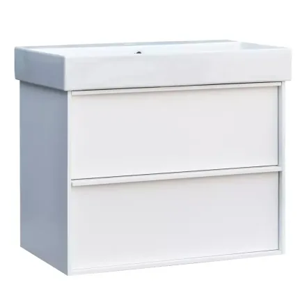 Тумба з раковиною та сифоном Devit Quadra, 70 см, біла матова (083070WB)