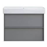 Тумба с раковиной и сифоном Devit Quadra, 85 см, серая матовая (083085G) Фото - 1