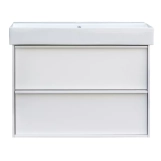 Тумба з раковиною та сифоном Devit Quadra, 85 см, біла матова (083085WB) Фото - 1