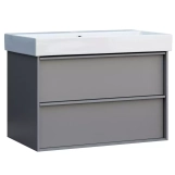 Тумба з раковиною та сифоном Devit Quadra, 100 см, сіра матова (083100G)