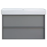 Тумба з раковиною та сифоном Devit Quadra, 100 см, сіра матова (083100G) Фото - 1