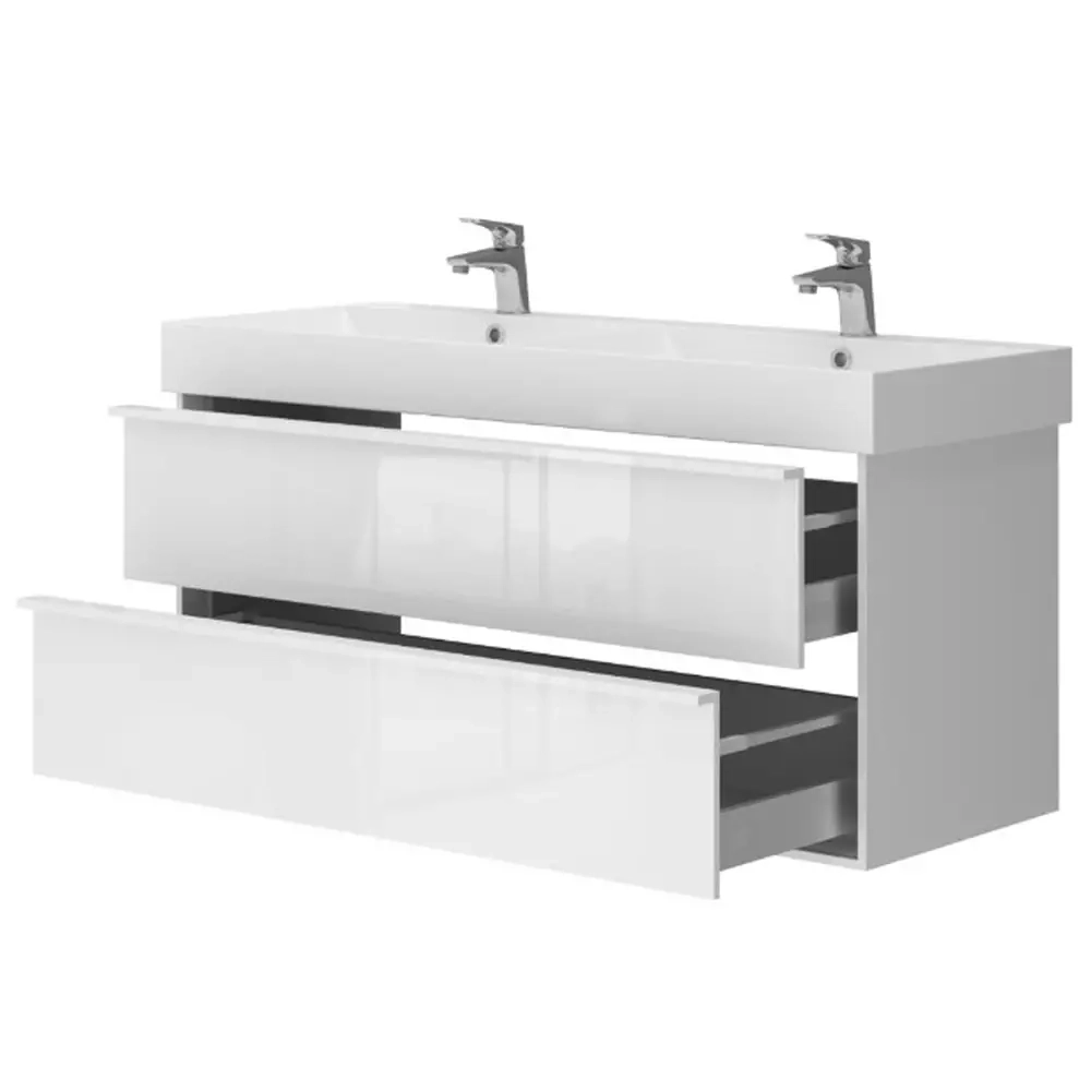Тумба без раковины Devit Quadra, 120 см, белая глянцевая (083120W) Фото - 1