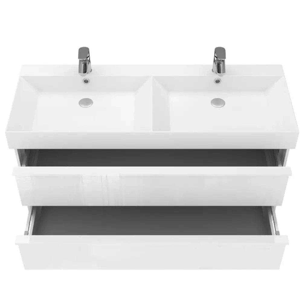 Тумба без раковины Devit Quadra, 120 см, белая глянцевая (083120W) Фото - 2