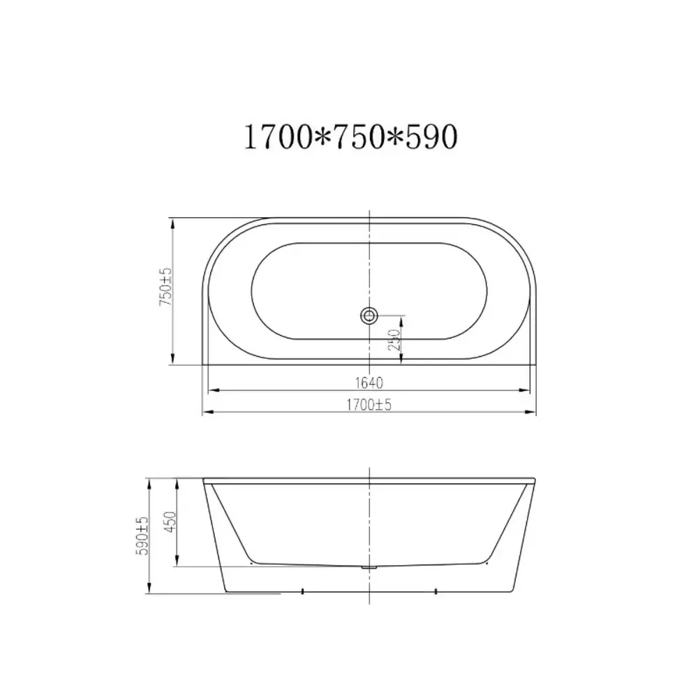 Ванна акриловая Devit Optima New пристенная 170x75 см с переливом, белая глянцевая (17075141) Фото - 1