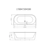 Ванна акриловая Devit Optima New пристенная 170x75 см с переливом, белая глянцевая (17075141) Фото - 1