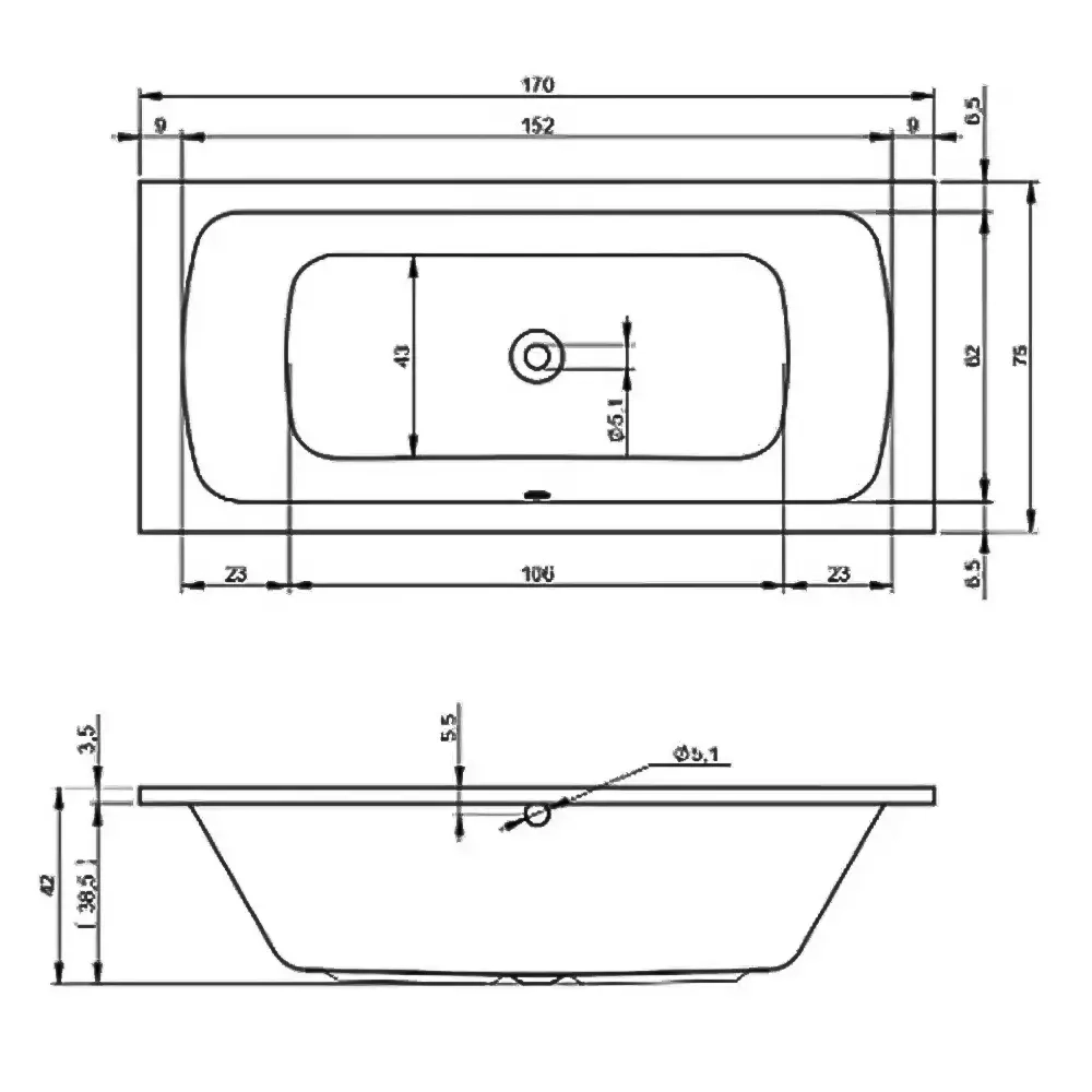 Ванна акрилова Devit Comfort 170x75 см біла з ніжками (17075345) Фото - 1