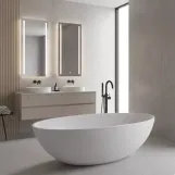 Ванна зі штучного каменю Devit Art 180х85 см з сифоном, білий глянець (18080130U) Фото - 3