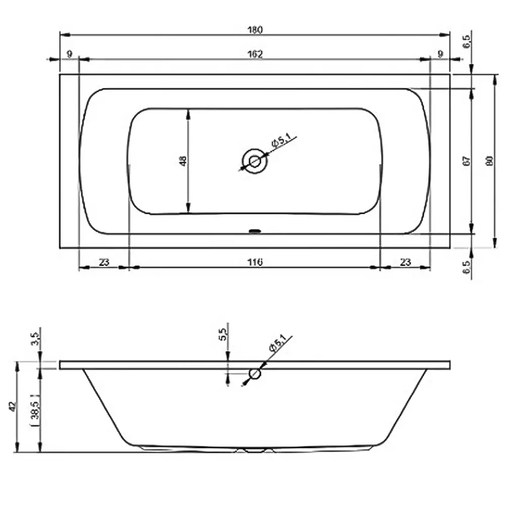 Ванна акриловая Devit Comfort 180x80 см белая с ножками (18080345) Фото - 1