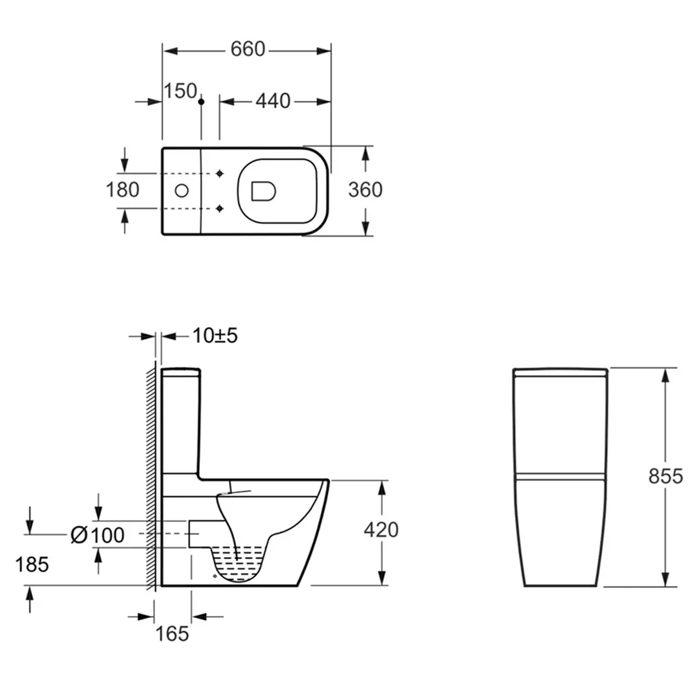 Унитаз-компакт Devit Quadra безободковый с крышкой soft-close, Vortex Flush, белый (2050140) Фото - 1