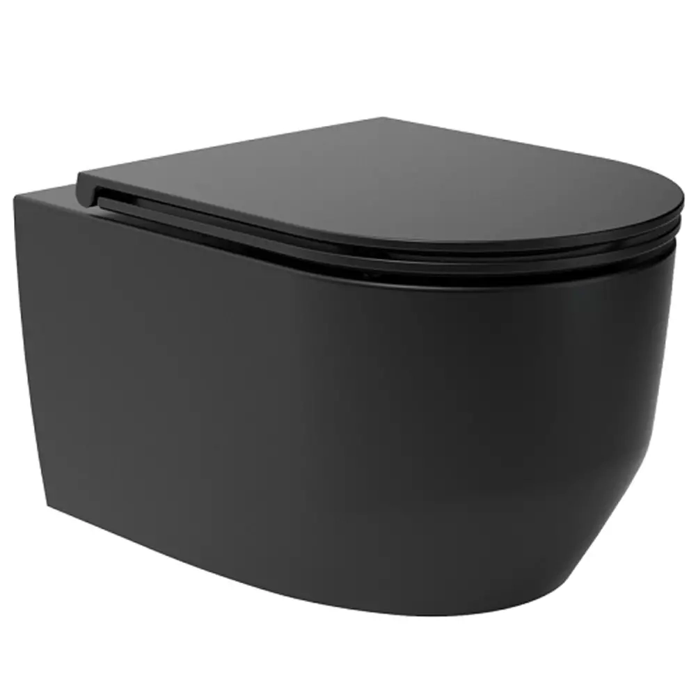 Унитаз подвесной Devit Art 3.0 безободковый с крышкой soft-close, Vortex Flush, черный мат (3030140B)