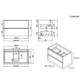 Тумба з раковиною Devit Comfort 100 см, біла (332100W) Фото - 2