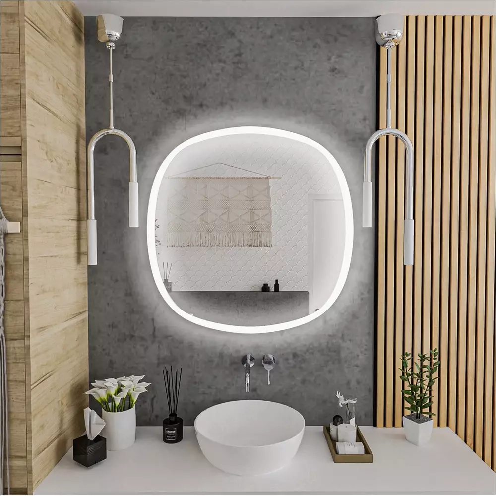 Дзеркало Devit Ovale 700х700 мм з тачсенсором, LED підсвічуванням та підігрівом (4407070) Фото - 3