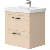 Тумба Devit Urbanis 60 см с раковиной и черными ручками, бежевая (454060BE) Фото - 1