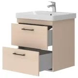 Тумба Devit Urbanis 60 см с раковиной и черными ручками, бежевая (454060BE) Фото - 2