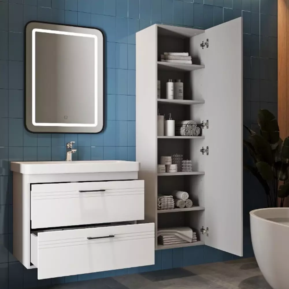 Пенал Devit Urbanis універсальний 170 см з чорними ручками, білий (454170W) Фото - 4