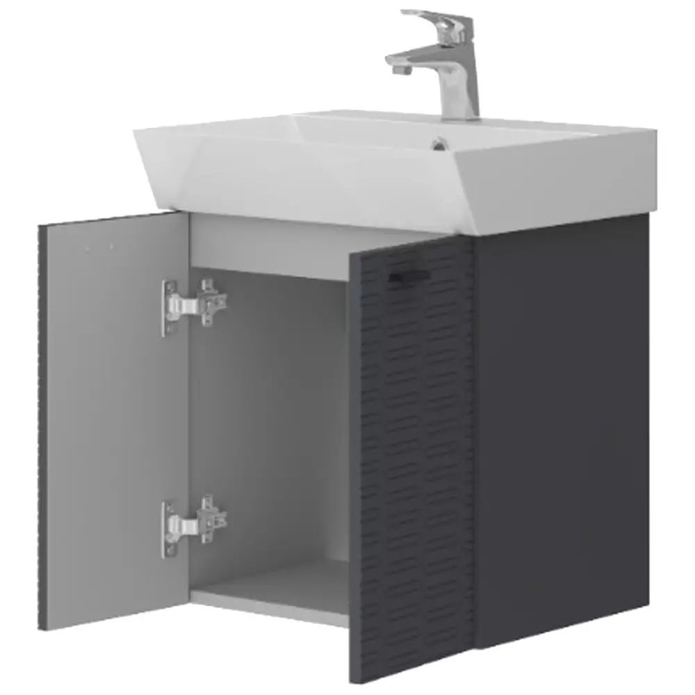 Тумба Devit Flow 50 см з умивальником та ручками, антрацит матовий (484050A) Фото - 2