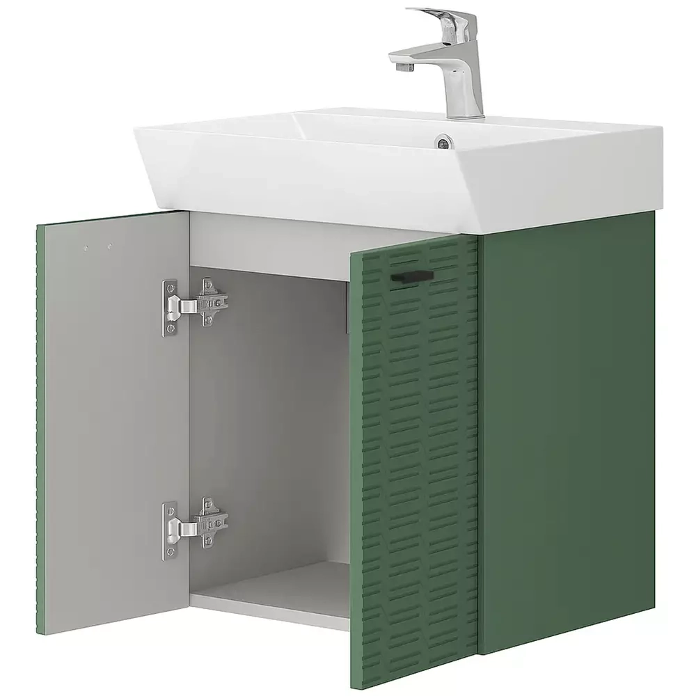 Тумба Devit Flow 50 см з умивальником та ручками, смарагдовий матовий (484050E) Фото - 2