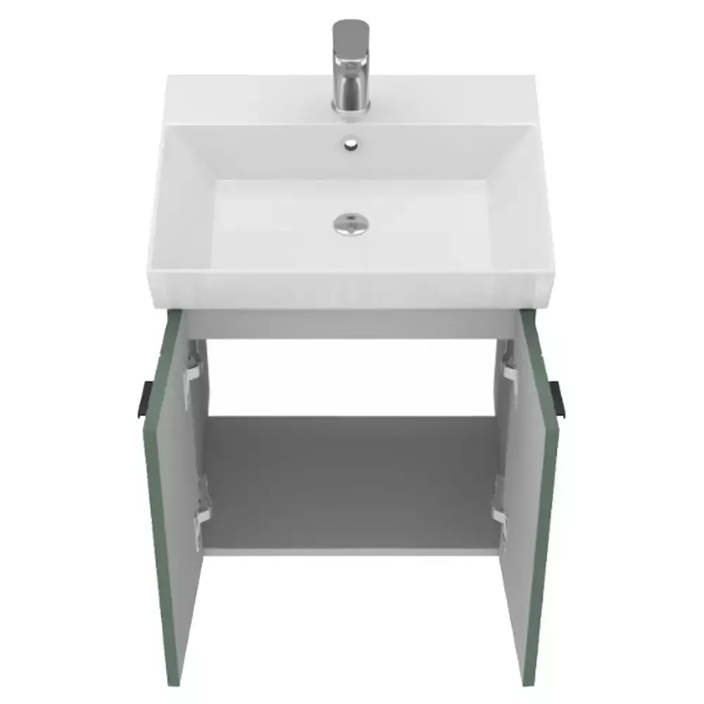 Тумба Devit Flow 50 см с умывальником и ручками, изумрудный матовый (484050E) Фото - 4
