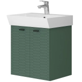 Тумба Devit Flow 50 см з умивальником та ручками, смарагдовий матовий (484050E) Фото - 1