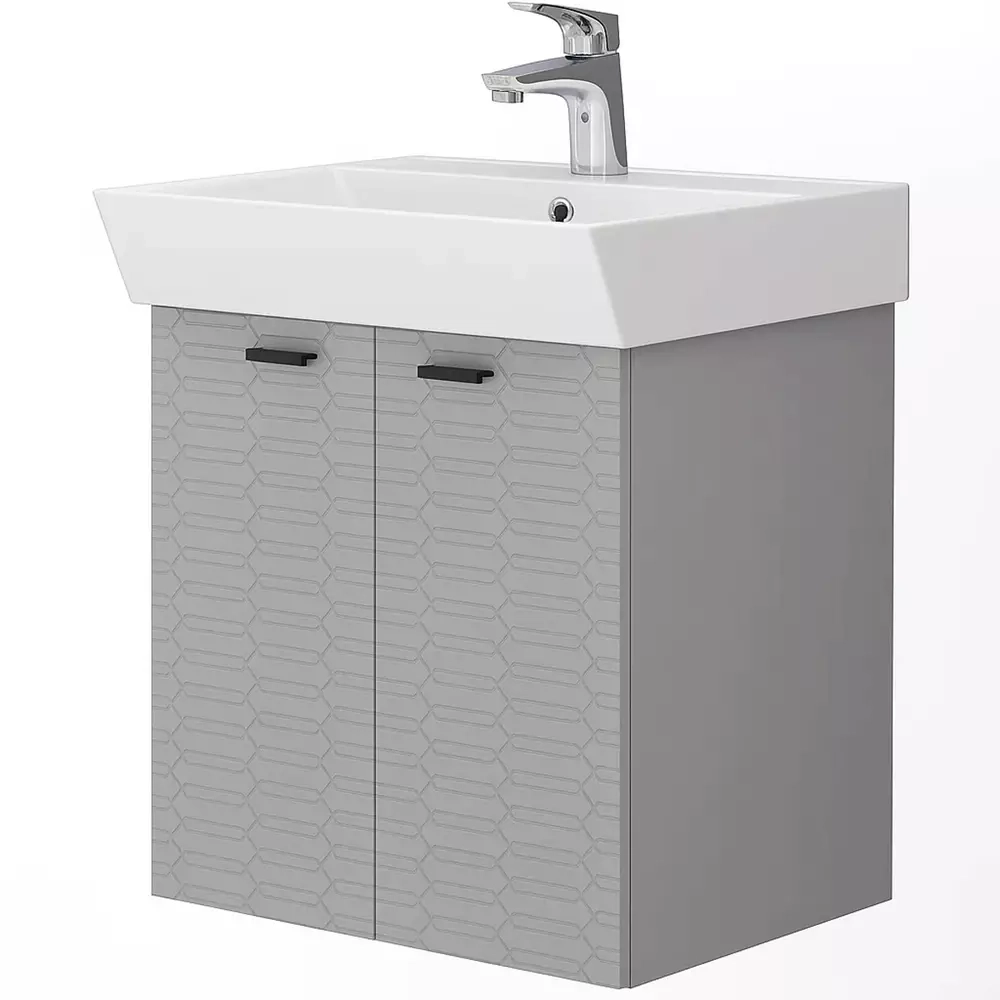 Тумба Devit Flow с умывальником и ручками, серый матовый (484050G) Фото - 1
