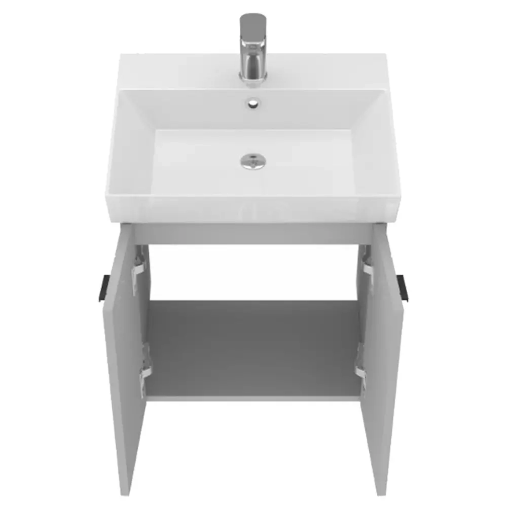 Тумба Devit Flow с умывальником и ручками, серый матовый (484050G) Фото - 4