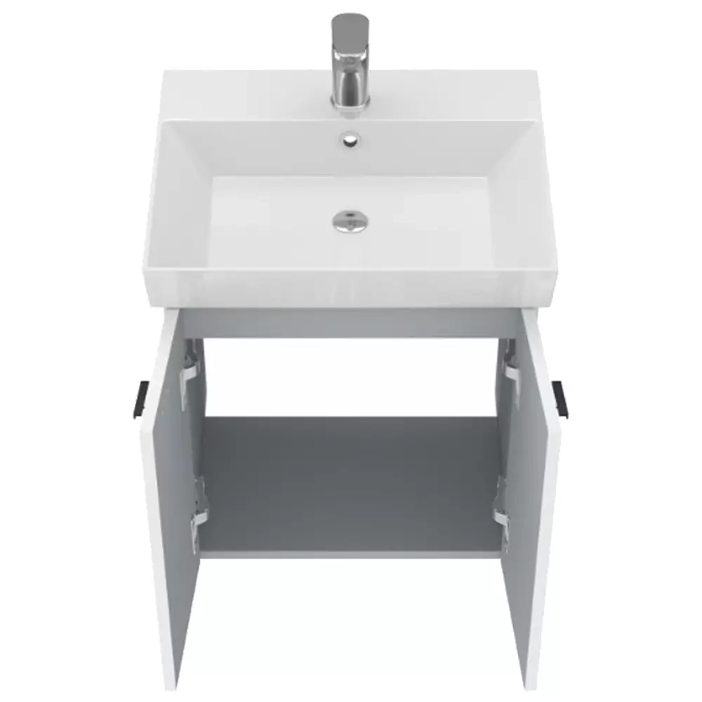 Тумба Devit Flow 50 см с умывальником и ручками, белый матовый (484050W) Фото - 4
